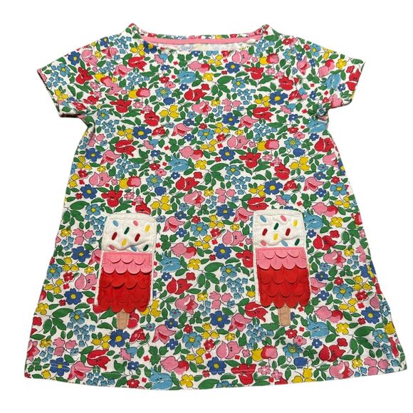 Mini Boden Girls 100% Cotton Cute Floral Ice Cream Short Sleeve Dress, Size 3-4Y - Picture 1 of 7